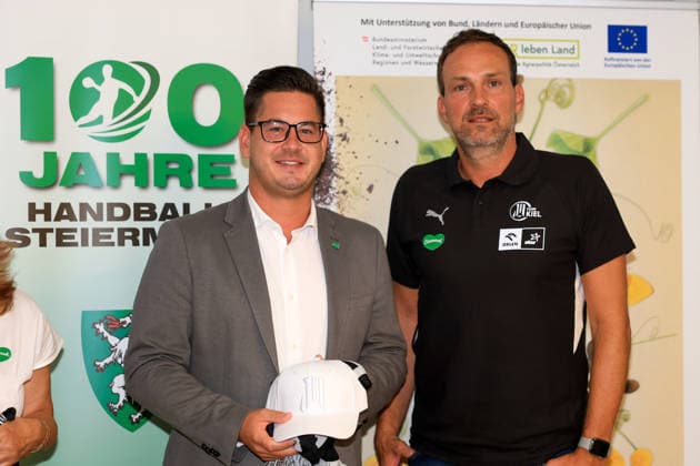HANDBALL - HBL, Kiel, training camp GRAZ,AUSTRIA,31.JUL.26 - HANDBALL - HBL Handball-Bundesliga, THW Kiel, press conference, PK, Pressekonferenz Image shows member of state parliament Gerhard Hirschmann (Styria) and managing director Viktor Szilagyi (Kiel).  GEPAxpictures xMarioxBuehner-Weinrauch