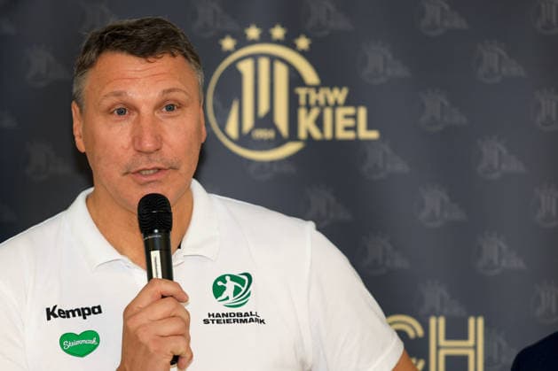 HANDBALL - HBL, Kiel, training camp GRAZ,AUSTRIA,31.JUL.26 - HANDBALL - HBL Handball-Bundesliga, THW Kiel, press conference, PK, Pressekonferenz Image shows Dietmar Peissl (STHV).  GEPAxpictures xMarioxBuehner-Weinrauch