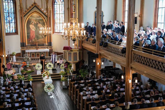Begravelse for roer Olaf Tufte Horten 20260731. Aina Tufte gives a memorial speech during Olaf Karl Tufte s funeral in Horten church on Friday. Photo: Terje Bendiksby NTB POOL Horten Norge EDITORIAL USE ONLY. RESTRICTED USE FOR BETTING COMPANIES Ref:_SPOSBecXzy3B4s.jpg *** Funeral for rower Olaf Tufte, Horten, July 31, 2026. Aina Tufte delivers a eulogy during Olaf Karl Tufte’s funeral at Horten Church on Friday. Photo: Terje Bendiksby, NTB POOL, Horten, Norway. EDITORIAL USE ONLY. RESTRICTED USE FOR BETTING COMPANIES  Copyright: xTerjexBendiksbyx xNTBx