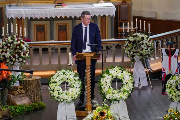 Funeral for rower Olaf Tufte Horten 20260731. Top sports manager in Olympiatoppen Tore ovrebo gives a memorial speech during Olaf Karl Tufte s funeral in Horten church on Friday. Photo: Terje Bendiksby NTB POOL Horten Norway EDITORIAL USE ONLY. RESTRICTED USE FOR BETTING COMPANIES Ref:_SPOxDz-qSzLWv4.jpg *** Funeral for rower Olaf Tufte, Horten, July 31, 2026. Top sports manager at Olympiatoppen, Tore Ovrebo, delivers a eulogy during Olaf Karl Tufte’s funeral at Horten Church on Friday. Photo: Terje Bendiksby, NTB POOL, Horten, Norway. EDITORIAL USE ONLY. RESTRICTED USE FOR BETTING COMPANIES  Copyright: xTerjexBendiksbyx xNTBx
