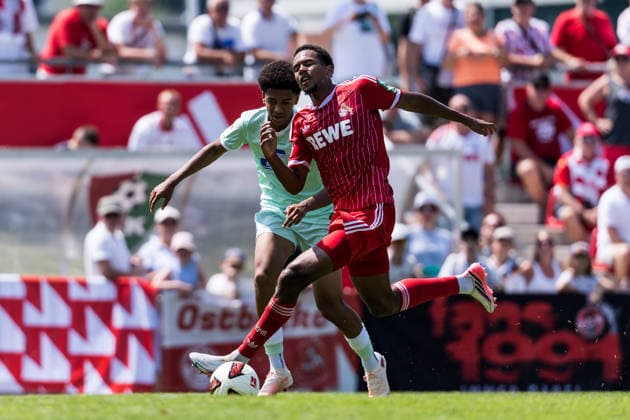 ST. JOHANN IN TIROL, AUSTRIA - JULY 31: Youssoupha Niang (1. FC Koeln, 38) controls the ball during a friendly game between 1. FC Koeln vs. Hertha BSC Berlin at trainings camp of 1. FC Koeln in Kitzbuehel of season 2026 27 at Koasastadion on July 31, 2026 in St. Johann in Tirol, Austria. Austria Copyright: xSteffiexWunderlx