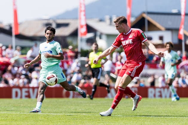 ST. JOHANN IN TIROL, AUSTRIA - JULY 31: Marius Buelter (Bülter, Bulter, 1. FC Koeln, 30) controls the ball during a friendly game between 1. FC Koeln vs. Hertha BSC Berlin at trainings camp of 1. FC Koeln in Kitzbuehel of season 2026 27 at Koasastadion on July 31, 2026 in St. Johann in Tirol, Austria. Austria Copyright: xSteffiexWunderlx