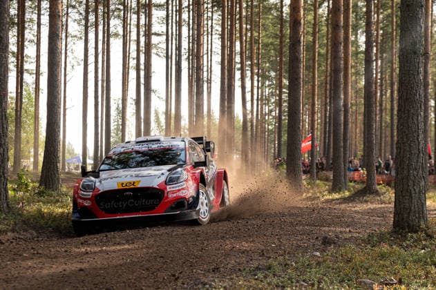 IPA87133781 - M?rti?ö Sesks (LAT) and Ren?rs Francis (LAT) in an M Ford World Rally Team Ford Puma Rally1 in action during the FIA WRC, Motorsport Rallye, WM Secto Rally Finland in Jyväskylä, Finland, July 30–August 2, 2026.  Copyright: xFedericoxManoni IPAxSportx xx 87133781