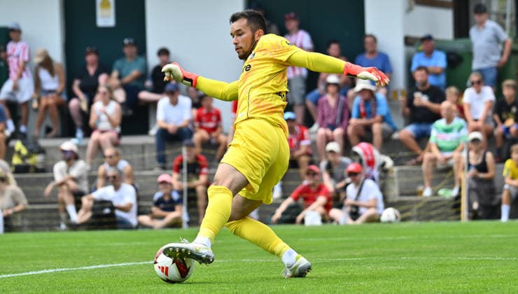 31.07.2026 - Fussball - Saison 2026 2027 - Testspiel Freundschaftsspiel Vorbereitungsspiel - SC Freiburg - SpVgg Greuther Fürth ( Kleeblatt ) - - Sportfoto Zink - xwoxzix - regulations prohibit any use of photographs as image sequences and or quasi-video - only for editorial use - Mio Backhaus (1, SC Freiburg ) *** July 31, 2026 Soccer Season 2026–2027 Exhibition Match Friendly Match Preseason Match SC Freiburg vs. SpVgg Greuther Fürth Kleeblatt Sports Photo by Zink xwoxzix; regulations prohibit any use of photographs as image sequences and or quasi-video; for editorial use only. Mio Backhaus 1, SC Freiburg