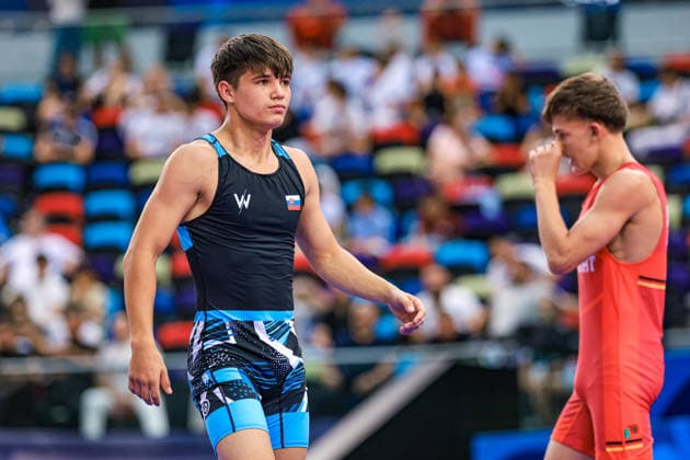 U17, U 17 Wrestling World Championships 55kg FS - Adrian Airich (GER) df. Patrik Vetrak (SVK) *** U17 Wrestling World Championships, 55kg Freestyle: Adrian Airich (GER) def. Patrik Vetrak (SVK) Copyright: xUnitedxWorldxWrestlingx xAmirrezx UWW-U17-WC-BAKU-2026