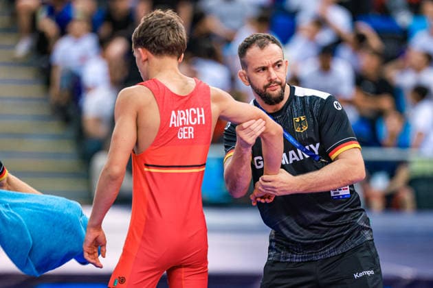 U17, U 17 Wrestling World Championships Coach Of Germany *** Coach of the German U17 Wrestling World Championships Team Copyright: xUnitedxWorldxWrestlingx xAmirrezx UWW-U17-WC-BAKU-2026