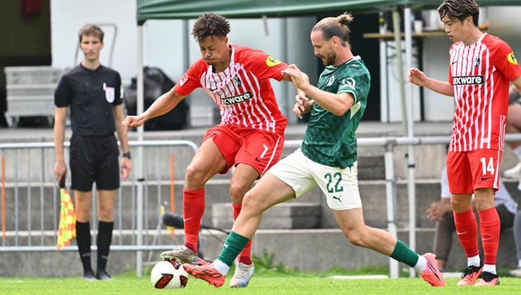 31.07.2026 - Fussball - Saison 2026 2027 - Testspiel Freundschaftsspiel Vorbereitungsspiel - SC Freiburg - SpVgg Greuther Fürth ( Kleeblatt ) - - Sportfoto Zink - xwoxzix - regulations prohibit any use of photographs as image sequences and or quasi-video - only for editorial use - Derry Scherhant (7, SC Freiburg ) Jannis Heuer (22, SpVgg Greuther Fürth ) *** July 31, 2026 Soccer Season 2026–2027 Exhibition Match Friendly Match Preseason Match SC Freiburg SpVgg Greuther Fürth Kleeblatt Sports Photo by Zink xwoxzix; regulations prohibit any use of photographs as image sequences and or quasi-video; for editorial use only. Derry Scherhant 7, SC Freiburg; Jannis Heuer 22, SpVgg Greuther Fürth
