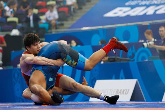 U17, U 17 Wrestling World Championships 110kg FS - Magomed Omarov (RUS) df. Sagyndyk Temirgaly (KAZ) *** U17 Wrestling World Championships, 110 kg Freestyle: Magomed Omarov (RUS) defeated Sagyndyk Temirgaly (KAZ) Copyright: xKostadinxAndonovx UWW-U17-WC-BAKU-2026