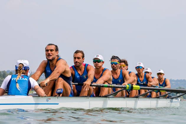 RECORD DATE NOT STATED 31st July 2026; Lake Varese, Varese, Lombardy, Italy; 2026 European Rowing Championships, Day One; Heat; Men& x2019;s Eight (M8+), Italy AnthonyxBenoit