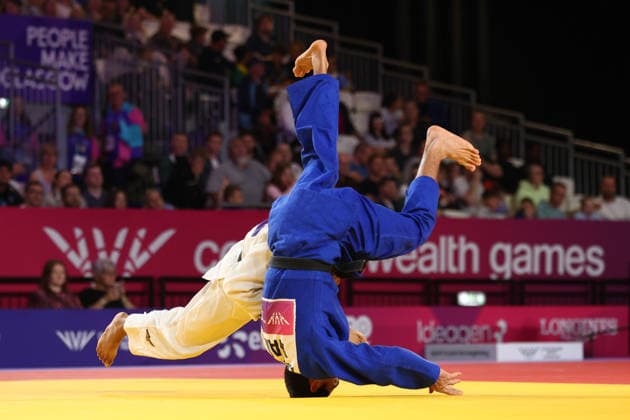 July 31, 2026, Glasgow, Scotland, Great Britain: Harsh SINGH of India (white) against Chikondi KATHEWERA of Malawi (blue) in the Men -60 kg Quarter-Final at the Commonwealth Games Glasgow 2026 in Glasgow, Scotland. Commowealth Games 2026: Judo  - ZUMAc179 20260731_zep_c179_040 Copyright: xMickaelxChavetx