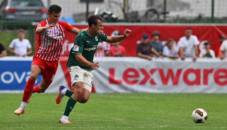 31.07.2026 - Fussball - Saison 2026 2027 - Testspiel Freundschaftsspiel Vorbereitungsspiel - SC Freiburg - SpVgg Greuther Fürth ( Kleeblatt ) - - Sportfoto Zink - xwoxzix - regulations prohibit any use of photographs as image sequences and or quasi-video - only for editorial use - Yannik Engelhardt (16, SC Freiburg ) Lukas Reich (2, SpVgg Greuther Fürth ) *** July 31, 2026 Soccer Season 2026–2027 Exhibition Match Friendly Match Preseason Match SC Freiburg SpVgg Greuther Fürth Kleeblatt Sports Photo Zink xwoxzix Regulations prohibit any use of photographs as image sequences and or quasi-video; for editorial use only. Yannik Engelhardt 16, SC Freiburg; Lukas Reich 2, SpVgg Greuther Fürth