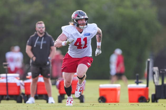 July 31, 2026: Tampa Bay Buccaneers tight end Ko Kieft (41) during training camp at AdventHeath Training Center in Tampa, FL. Taylor McFee CSM Tampa USA - ZUMAc04_ 20260731_zma_c04_039 Copyright: xTaylorxMcfeex