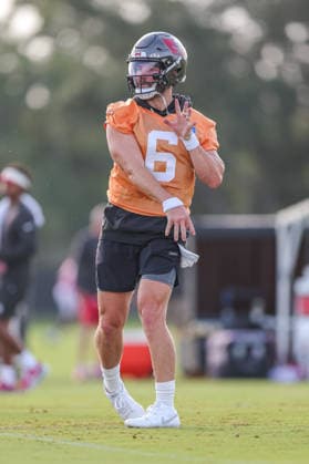 July 31, 2026: Tampa Bay Buccaneers quarterback Baker Mayfield (6) during training camp at AdventHeath Training Center in Tampa, FL. Taylor McFee CSM Tampa USA - ZUMAc04_ 20260731_zma_c04_047 Copyright: xTaylorxMcfeex