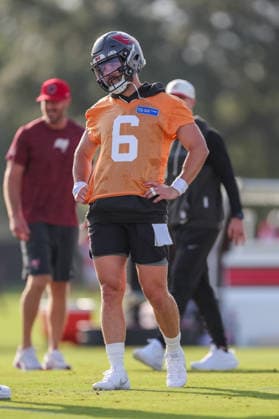 July 31, 2026: Tampa Bay Buccaneers quarterback Baker Mayfield (6) during training camp at AdventHeath Training Center in Tampa, FL. Taylor McFee CSM Tampa USA - ZUMAc04_ 20260731_zma_c04_065 Copyright: xTaylorxMcfeex