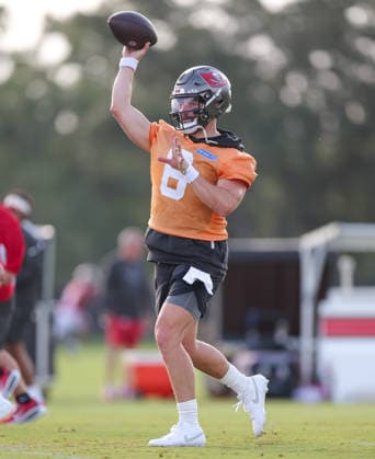 July 31, 2026: Tampa Bay Buccaneers quarterback Baker Mayfield (6) during training camp at AdventHeath Training Center in Tampa, FL. Taylor McFee CSM Tampa USA - ZUMAc04_ 20260731_zma_c04_067 Copyright: xTaylorxMcfeex