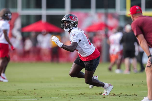 July 31, 2026: Tampa Bay Buccaneers wide receiver Chris Godwin Jr. (14) during training camp at AdventHeath Training Center in Tampa, FL. Taylor McFee CSM Tampa USA - ZUMAc04_ 20260731_zma_c04_077 Copyright: xTaylorxMcfeex