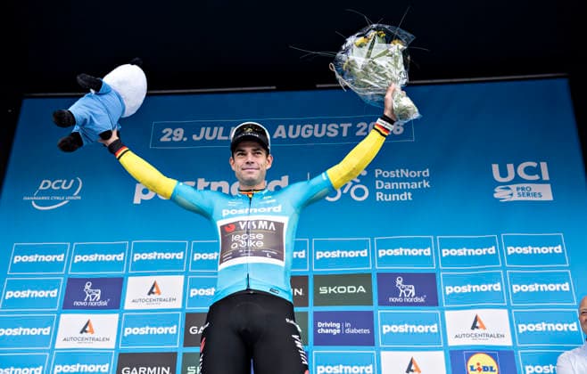DENMARK PostNord Danmark Rundt - Stage 3 Wout Van Aert, Team Visma Lease a Bike won Stage 3 of PostNord Danmark Rundt, Friday, July 31, 2026. The stage is 202.9 kilometers long and runs from Fredericia to Vejle. (Photo: Henning Bagger Ritzau Scanpix) , Vejle Denmark *** DENMARK PostNord Danmark Rundt Stage 3 Wout Van Aert of Team Visma Lease a Bike won Stage 3 of the PostNord Danmark Rundt on Friday, July 31, 2026. The stage is 202.9 kilometers long and runs from Fredericia to Vejle. Photo: Henning Bagger, Ritzau Scanpix, Vejle, Denmark  Copyright: HenningxBagger HenningxBaggerx spdk20260731-185650-L