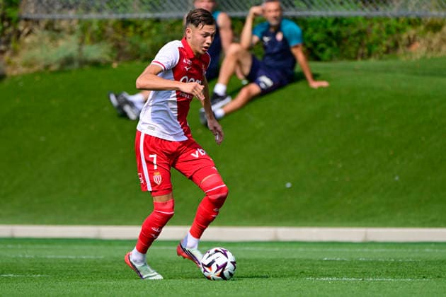 FOOTBALL : AS Monaco VS Cercle Bruges - 31 07 2026 Mathys Detourbet(ASM) - Pre-season friendly between AS Monaco and Cercle Bruges, on July 31, 2026 at the AS Monaco Performance Center. La TurbieFrance  Copyright: xWilliamxCannarellax