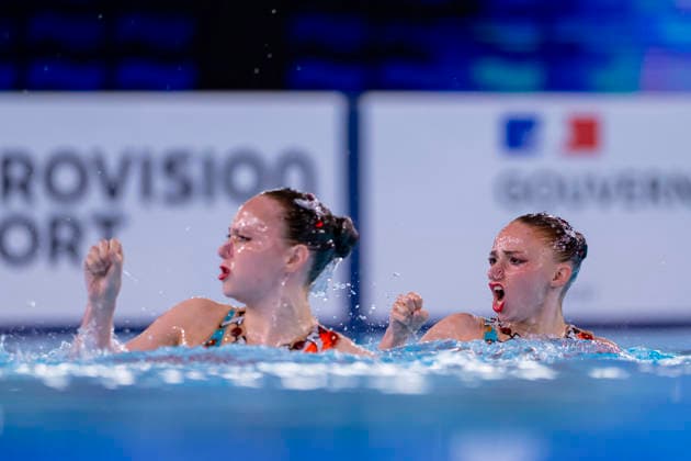 France, Paris, Centre Aquatique Olympique Metropole du Grand Paris, 31.07.2026, European Aquatics Junior Championships Swimming, Day 1, Mixed Team Event Final, Klara Bleyer and Maria Denisov of Germany Photo by Eibner Pressefoto Tino Henschel European Aquatics Junior Championships Swimming, Day 1, Mixed Team Event Final Paris *** France, Paris, Centre Aquatique Olympique Metropole du Grand Paris, July 31, 2026, European Junior Aquatics Championships – Swimming, Day 1, Mixed Team Event Final, Klara Bleyer and Maria Denisov of Germany. Photo by Eibner Pressefoto Tino Henschel. European Aquatics Junior Championships – Swimming, Day 1, Mixed Team Event Final, Paris Copyright: xEibnerxPressefotox
