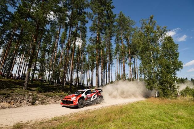 IPA87141792 - ,Driver Oliver Solber and co-driver Elliott Edmondson of Team Toyota Gazoo Racing WRT are driving the Toyota GR Yaris Rally1. They are in second place on the second day of the race during the FIA World Rally Championship WRC, Motorsport Rallye, WM Secto Rally Finland 2026 on June 31, 2026,Jyväskylä, Finland  Copyright: xLucaxBarsali IPAxSportx xx 87141792