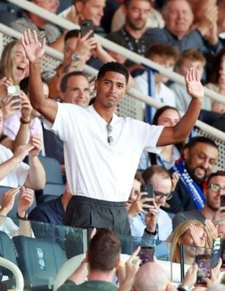 Jude Bellingham watches from the stands Brimingham City v FC Barcelona, Barca Pre Season Friendly, Football, St Andrew s at Knighthead Park, Birmingham, UK - 31 Jul 2026Birmingham St Andrew s at Knighthead Park United Kingdom EDITORIAL USE ONLY No use with unauthorised audio, video, data, fixture lists, club league logos or live services. Online in-match use limited to 120 images, no video emulation. No use in betting, games or single club league player publications.  Copyright: xKieranxMcManus Shutterstockx 17024229m