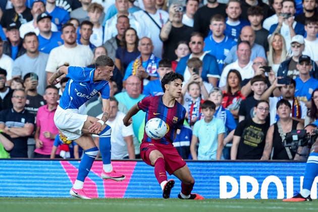 Birmingham City v Barcelona, Pre-Season Friendly Birmingham City forward Jay Stansfield (28) shoots at goal during the Pre-Season Friendly match between Birmingham City and Barcelona at the St Andrew s @ Knighthead Park, Birmingham, UK on 31 July 2026. Birmingham St Andrew s @ Knighthead Park West Midlands UK Editorial use only , Copyright: xManjitxNarotrax PSI-24615-0005