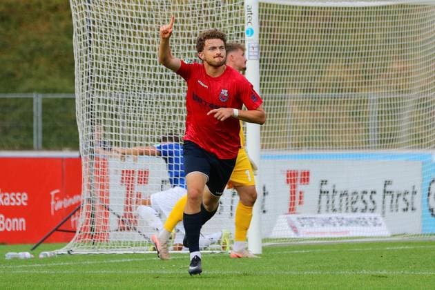 Regionalliga West: Bonner SC - Rot-Weiß Oberhausen ** NUR FÜR REDAKTIONELLE ZWECKE ** EDITORIAL USE ONLY **<p>Jonas Berg erzielt das 1:1. Bonner SC - RWO Ort: Bonn, Sportpark Nord Datum: 31.07.2026 Deutschland NRW Bonn Copyright: MichaxKorb *** Regionalliga West Bonner SC Rot Weiß Oberhausen ** FOR EDITORIAL USE ONLY ** EDITORIAL USE ONLY ** p Jonas Berg scores the 1-1 goal for Bonner SC vs. RWO Location: Bonn, Sportpark Nord Date: July 31, 2026 Germany, North Rhine-Westphalia, Bonn Copyright MichaxKorb Copyright: MichaxKorb doc86yk9ahf77aa4wrv1yp8 ,EDITORIAL USE ONLY