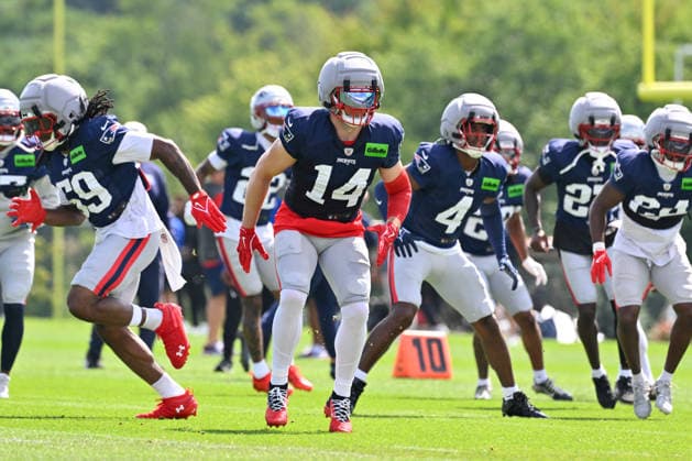 Sport Bilder des Tages Jul 31, 2026; Foxborough, MA, USA; New England Patriots linebacker Robert Spillane (14) works out at training camp held at Gillette Stadium, in Foxborough, Massachusetts. CSM Foxborough USA - ZUMAc04_ 20260731_zma_c04_142 Copyright: xEricxCanhax