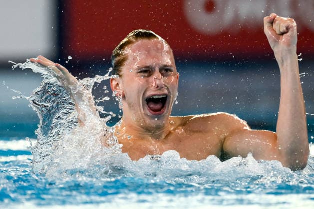 Zakhar Trofimov Neutral Athlete B competes in the artistic swimming Solo Tech Men Final during the European Aquatics Championships at the Olympic Aquatic Center in Paris (France), July 31, 2026. Andrea Staccioli