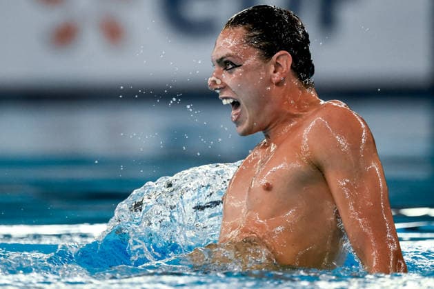 Filippo Pelati of Italy competes in the artistic swimming Solo Tech Men Final during the European Aquatics Championships at the Olympic Aquatic Center in Paris (France), July 31, 2026. Andrea Staccioli