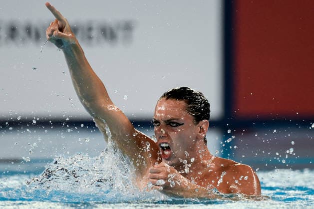Filippo Pelati of Italy competes in the artistic swimming Solo Tech Men Final during the European Aquatics Championships at the Olympic Aquatic Center in Paris (France), July 31, 2026. Andrea Staccioli