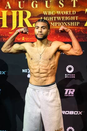 July 31, 2026: Lightweight Raymond Muratalla on stage during weigh-ins for the Roach Jr. vs Zepeda event at the Skybox Lounge inside the Virgin Hotels on July 31, 2026 in Las Vegas, NV. CSM. Las Vegas United States of America - ZUMAc04_ 20260731_zma_c04_210 Copyright: xChristopherxTrimx