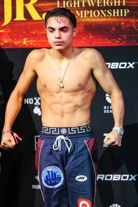 July 31, 2026: Lightweight Dylan Capetillo on stage during weigh-ins for the Roach Jr. vs Zepeda event at the Skybox Lounge inside the Virgin Hotels on July 31, 2026 in Las Vegas, NV. CSM. Las Vegas United States of America - ZUMAc04_ 20260731_zma_c04_231 Copyright: xChristopherxTrimx