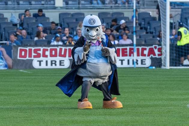 July 31, 2026, Bronx, New York, USA: NYCFC mascot Sky walks on the pitch before Regular Season game between NYCFC and Toronto FC at Yankee stadium in New York, NY on July 31, 2026. Game ended in draw 1 - 1. Bronx USA - ZUMAr339 20260731_znp_r339_024 Copyright: xLevxRadinx