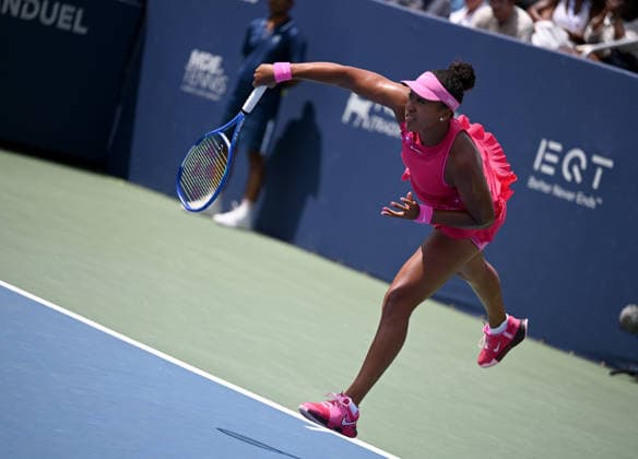 WASHINGTON, DC - JULY 31: Naomi Osaka of Japan returns a shot in the Women s Singles quarterfinal match against Elisabetta Cocciaretto of Italy on day 5 of the Mubadala Citi DC Open 2026 at William H.G. FitzGerald Tennis Center on July 31, 2026 in Washington, DC.  Copyright: xChinaxNewsxServicex 111657538847