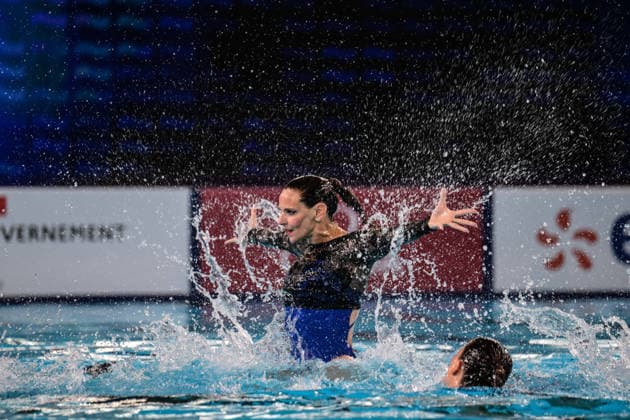 European Swimming Championships 2026 - synchronized swimming, Synchronschwimmen Duet - Saint Denis Opening Ceremony during the European Swimming Championships synchronized swimming duet at the Aquatic Olympic Center in Saint Denis, near Paris, Frannce on July 31, 2026. Photo by Tomas Stevens ABACAPRESS.COM Saint-Denis France  Copyright: xStevensxTomas ABACAx