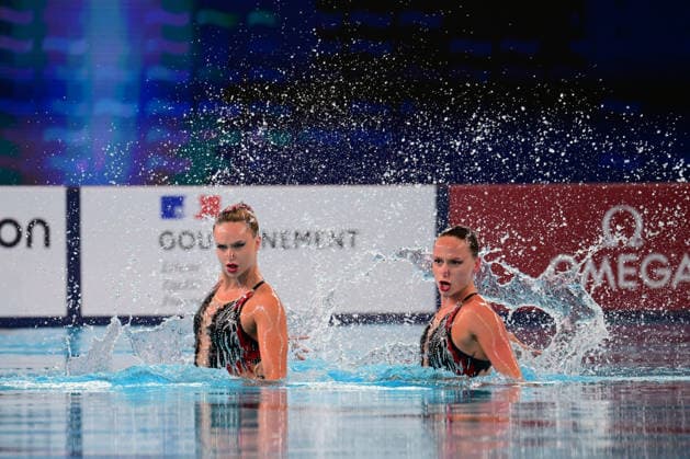 European Swimming Championships 2026 - synchronized swimming, Synchronschwimmen Duet - Saint Denis Kate Shorten and Isabelle Thorpe from Great Britain during the European Swimming Championships synchronized swimming duet at the Aquatic Olympic Center in Saint Denis, near Paris, Frannce on July 31, 2026. Photo by Tomas Stevens ABACAPRESS.COM Saint-Denis France  Copyright: xStevensxTomas ABACAx