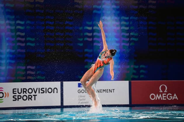European Swimming Championships 2026 - synchronized swimming, Synchronschwimmen Duet - Saint Denis Klara Bleyer from Germany during the European Swimming Championships synchronized swimming duet at the Aquatic Olympic Center in Saint Denis, near Paris, Frannce on July 31, 2026. Photo by Tomas Stevens ABACAPRESS.COM Saint-Denis France  Copyright: xStevensxTomas ABACAx