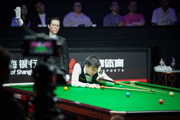 SHANGHAI, CHINA - AUGUST 01: Zhao Xintong of China plays a shot in the Semifinal match against Kyren Wilson of England on Day 6 of the 2026 Snooker Shanghai Masters at Luwan Gymnasium on August 1, 2026 in Shanghai, China.  Copyright: xTaixChengzhex 111657560834