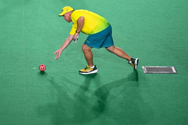 COM26 BOWLS, Corey Wedlock of Australia competes during the Men™s Pairs Sectional Play of the Glasgow 2026 Commonwealth Games at SEC Centre Hall 3 in Glasgow, Scotland, Saturday, August 1, 2026. ( NO ARCHIVING, EDITORIAL USE ONLY Glasgow Scotland United Kingdom  Copyright: xLUKASxCOCHx 20260801156807620809