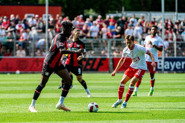 Testspiel Bayer 04 Leverkusen - Rot-Weiss Essen, am 01.08.2026, Ulrich-Haberland-Stadion, Leverkusen. Edmond Tapsoba (Bayer 04 Leverkusen 12), Robert Andrich (Bayer 04 Leverkusen 8), Noah Pesch (Rot-Weiss Essen 11), ; Testspiel Bayer 04 Leverkusen - Rot-Weiss Essen, am 01.08.2026, Ulrich-Haberland-Stadion, Leverkusen. *** Friendly Match: Bayer 04 Leverkusen vs. Rot Weiss Essen, August 1, 2026, Ulrich Haberland Stadium, Leverkusen; Edmond Tapsoba (Bayer 04 Leverkusen) 12, Robert Andrich (Bayer 04 Leverkusen) 8, Noah Pesch (Rot-Weiss Essen) 11; Friendly match: Bayer 04 Leverkusen vs. Rot-Weiss Essen, August 1, 2026, Ulrich Haberland Stadium, Leverkusen Copyright: xBEAUTIFULxSPORTS Erlhofx