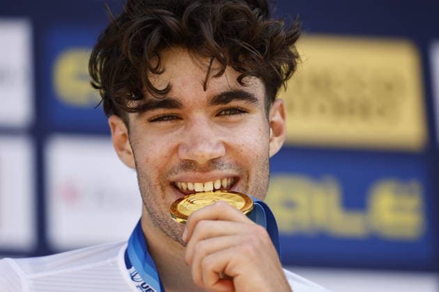 01.08.2026, Monteceneri, Monte Ceneri, 2026 UEC MTB European Championship, EM, Europameisterschaft XCO Men Junior s Final (cross country olympic) Mathieu Ghibaudo 1 (FRA) 1st place, European Champion and gold medal Monteceneri Monte Ceneri Ticino Switzerland *** August 1, 2026, Monteceneri, Monte Ceneri, 2026 UEC MTB European Championship XCO Men s Junior Final, Cross Country Olympic: Mathieu Ghibaudo (FRA) – 1st place, European Champion, and gold medal; Monteceneri, Monte Ceneri, Ticino, Switzerland Copyright: xJustPictures.ch FrancescoxMinghettix jp-en-FrMi-_NG_1278