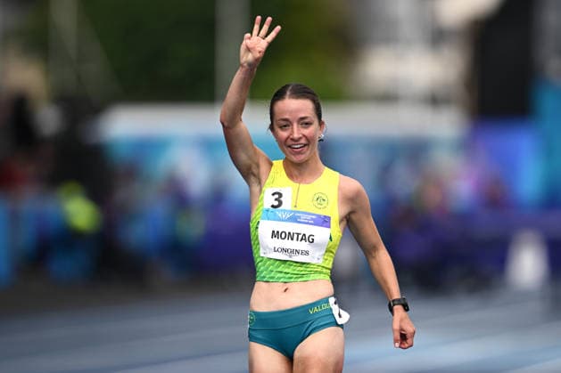 COM26 ATHLETICS, Jemima Montag of Australia celebrates winning the Women s 10,000m Race Walk Final during the Glasgow 2026 Commonwealth Games at Scotstoun Stadium in Glasgow, Scotland, Saturday, August 1, 2026. ( NO ARCHIVING, EDITORIAL USE ONLY Glasgow United Kingdom  Copyright: xJOELxCARRETTx 20260801123020373961