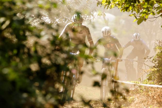 01.08.2026, Monteceneri, Monte Ceneri, 2026 UEC MTB European Championship, EM, Europameisterschaft XCO Men Junior s Final (cross country olympic) Marlon Riess 28 (GER), Iker Perez Ruiz 14 (ESP) and Marwan Barhoumi 27 (SUI) Monteceneri Monte Ceneri Ticino Switzerland *** August 1, 2026, Monteceneri, Monte Ceneri, 2026 UEC MTB European Championship XCO Men s Junior Final, Cross Country Olympic: Marlon Riess (28, GER), Iker Perez Ruiz (14, ESP), and Marwan Barhoumi (27, SUI) at Monteceneri, Monte Ceneri, Ticino, Switzerland Copyright: xJustPictures.ch FrancescoxMinghettix jp-en-FrMi-_NG_0238