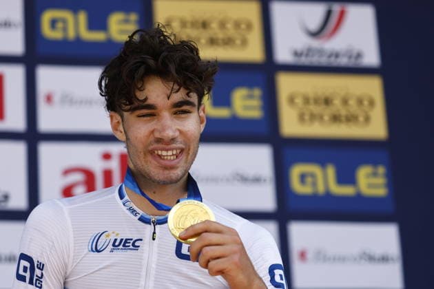 01.08.2026, Monteceneri, Monte Ceneri, 2026 UEC MTB European Championship, EM, Europameisterschaft XCO Men Junior s Final (cross country olympic) Mathieu Ghibaudo 1 (FRA) 1st place, European Champion and gold medal Monteceneri Monte Ceneri Ticino Switzerland *** August 1, 2026, Monteceneri, Monte Ceneri, 2026 UEC MTB European Championship XCO Men s Junior Final, Cross Country Olympic: Mathieu Ghibaudo (FRA) – 1st place, European Champion, and gold medal; Monteceneri, Monte Ceneri, Ticino, Switzerland Copyright: xJustPictures.ch FrancescoxMinghettix jp-en-FrMi-_NG_1261