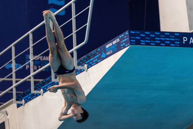 SWIMMING - EAC 2026 PARIS,FRANCE,01.AUG.26 - SWIMMING - European Aquatics Championships Paris 2026, diving, 1m springboard, men. Image shows Nico Schaller (AUT).  GEPAxpictures xPhilippxBrem