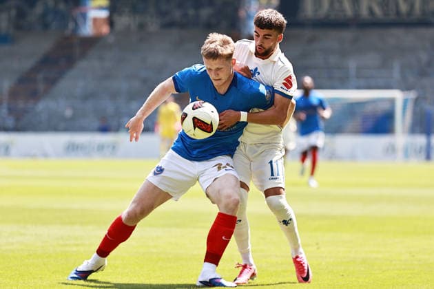01.08.2026, xtvx, Fussball Testspiel, SV Darmstadt 98 - FC Portsmouth v.l. Zweikampf, Duell, duel, tackle, compete Ibrahim El Kadiri (SV Darmstadt 98) Terry Devlin (FC Portsmouth) (DFL DFB REGULATIONS PROHIBIT ANY USE OF PHOTOGRAPHS as IMAGE SEQUENCES and or QUASI-VIDEO) Darmstadt *** August 1, 2026, xtvx, Soccer Friendly Match, SV Darmstadt 98 vs. FC Portsmouth: Tackle, duel, compete—Ibrahim El Kadiri (SV Darmstadt 98) vs. Terry Devlin (FC Portsmouth). DFL and DFB regulations prohibit any use of photographs as image sequences and or quasi-video. Darmstadt