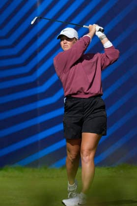 LYTHAM, ENGLAND - AUGUST 1: Maja Stark (SWE) plays from the first tee during Round 3 at the 50th AIG Women™s Open Championship at the Royal Lytham and St Anne™s Golf Club, Lytham on August 1, 2026 in Lancashire, England The 50th AIG Women™s Open Championship