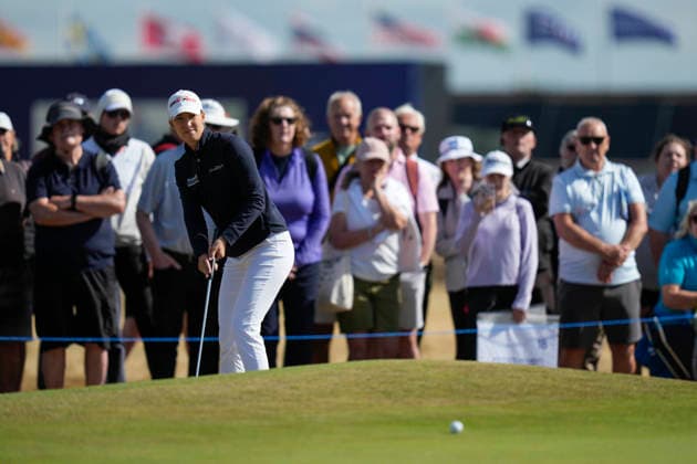 LYTHAM, ENGLAND - AUGUST 1: Alexandra Forsterling (GER) putts on the first green during Round 3 at the 50th AIG Women™s Open Championship at the Royal Lytham and St Anne™s Golf Club, Lytham on August 1, 2026 in Lancashire, England The 50th AIG Women™s Open Championship