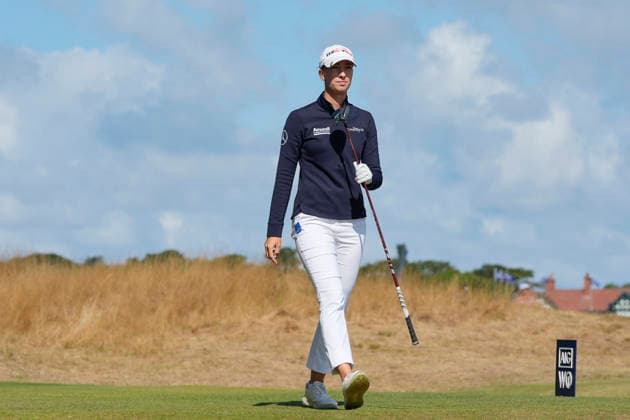 LYTHAM, ENGLAND - AUGUST 1: Alexandra Forsterling (GER) walks from the second tee during Round 3 at the 50th AIG Women™s Open Championship at the Royal Lytham and St Anne™s Golf Club, Lytham on August 1, 2026 in Lancashire, England The 50th AIG Women™s Open Championship